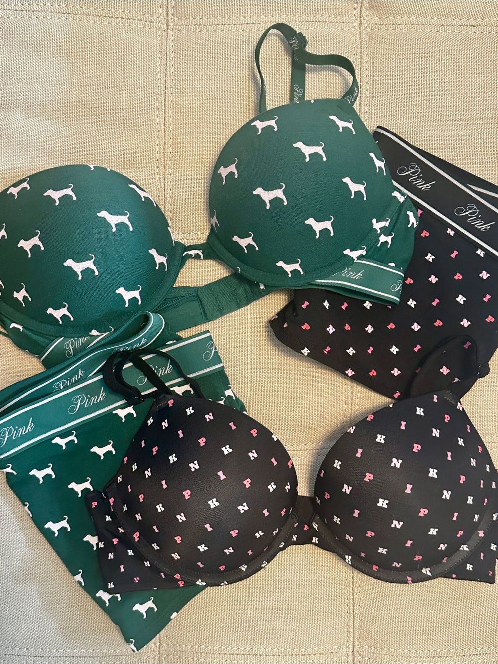 2 PINK Victoria's Secret Printed Demi Bra Sets